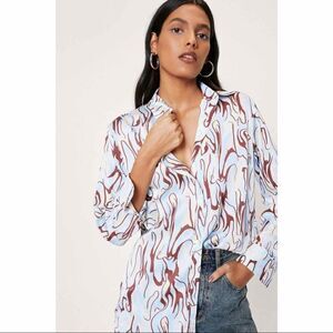 NWT Nasty Gal swirl print button front shirt size Small